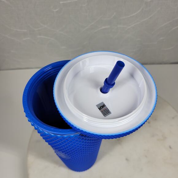 Starbucks China 2022 Klein Matte Blue Venti Studded Tumbler 9" Straw Bow Twist - Picture 5 of 16